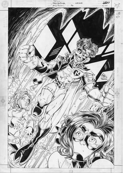 Original Cover Art - Impulse #56 Cover - Drawings - Symbol R - Girls - Running - Crazy