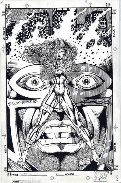 Original Cover Art - Ultraforce - Yellow - Woman - Gun - Mask - Steven Butler