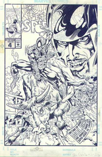 Original Cover Art - Spiderman: Chaos In Calgary - Spiderman - Number - Costume - Bull - Web