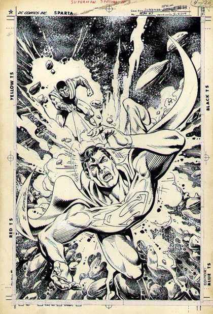 Original Cover Art - Superman Special - Dc Comics - Sparta - Yellow Ts - Black Ts - Red Ts