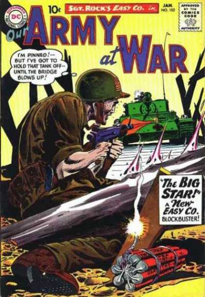 Our Army at War 102 - Dynamite - Tank - Bridge - Tanker - Machine Gun - Joe Kubert