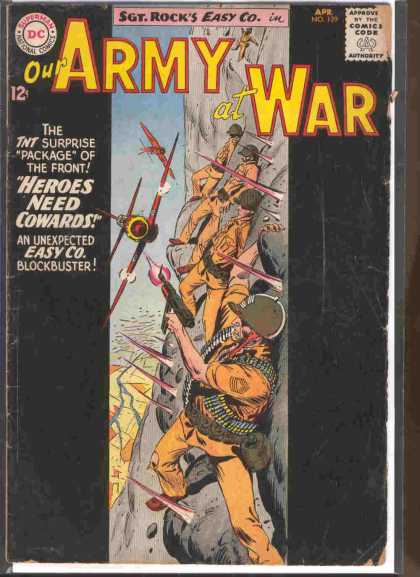 Our Army at War 129 - Sgt Rocks Easy Co - Dc Comics - Airplane - Gun - Heros Need Cowards - Joe Kubert