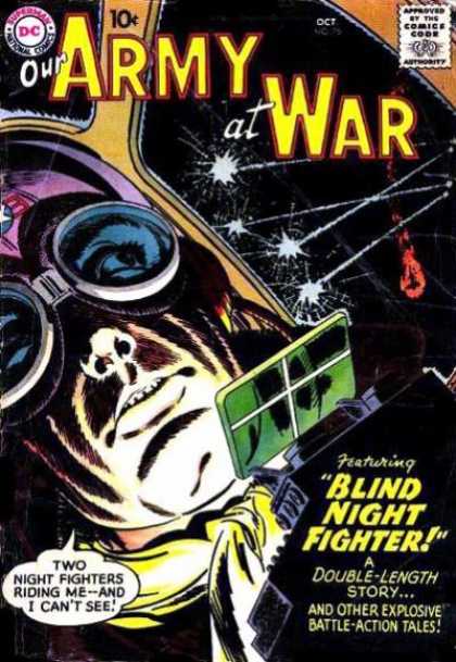 Our Army at War 75 - Blind Night Fighter - Airplane - Gunfire - Double Length Story - Googles