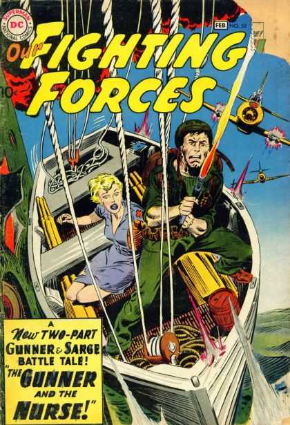 Our Fighting Forces 53 - War - Plane - Boat - Woman - Gun - Joe Kubert