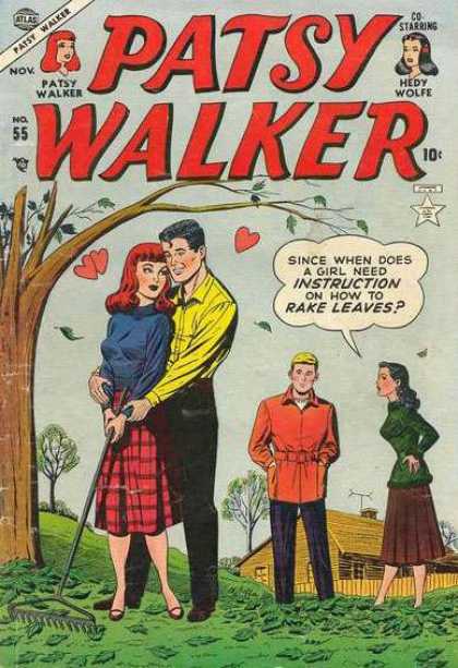 Patsy Walker 55 - Love - Rake Leaves - Tree - Romance - Girl