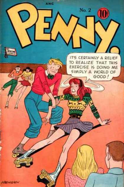 Penny 2 - No 2 - 10 Cents - Roller Skares - Redhead - Avon Comic