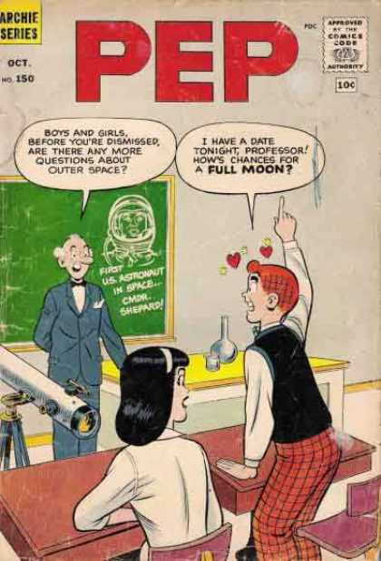 Pep Comics 150 - Teacher - Full Moon - Date - Questions - Outer Space