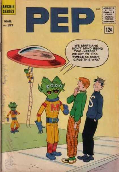 Pep Comics 153 - Martians - Spaceship - Twice - Two-headed - Girls
