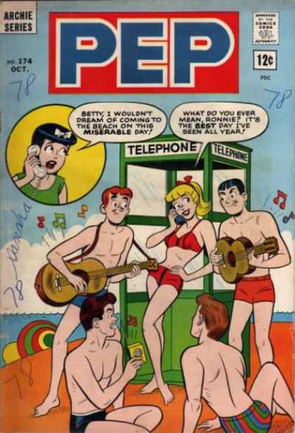 Pep Comics 174 - Archie - Blonde - Beach - Telephone Booth - Bikini