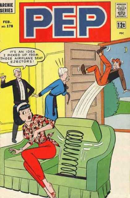 Pep Comics 178 - Archie - Sofa - Airplane Ejector Seat - Spring - Meet The Parents