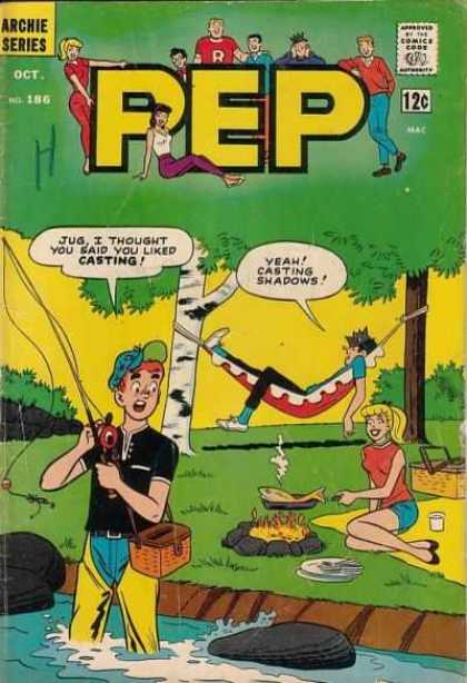 Pep Comics 186 - Trees - Park - Fishing Pole - Camp - Fire