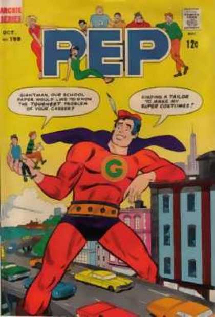 Pep Comics 198 - Hero - People - House - Car - Building
