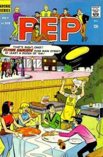 Pep Comics 219 - Archie And The Gang Cook - Flying Pizza Saucers - Dont Always Believe What You See - Creating A Disturbance - Disillusioned Townfolk