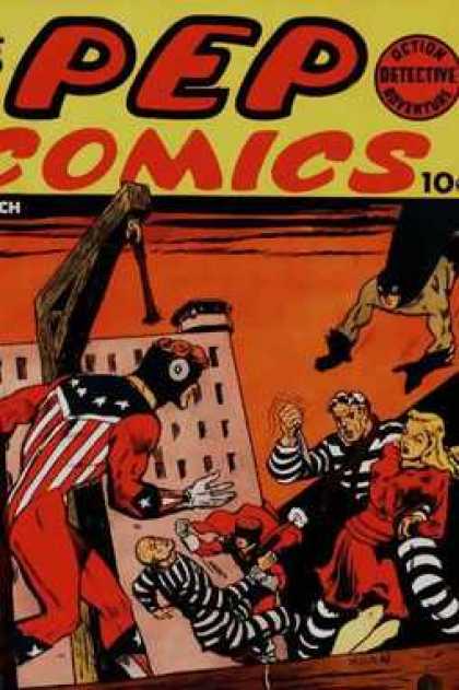 Pep Comics 25 - Hangman - Noose - Prison - Superheroes - Riot
