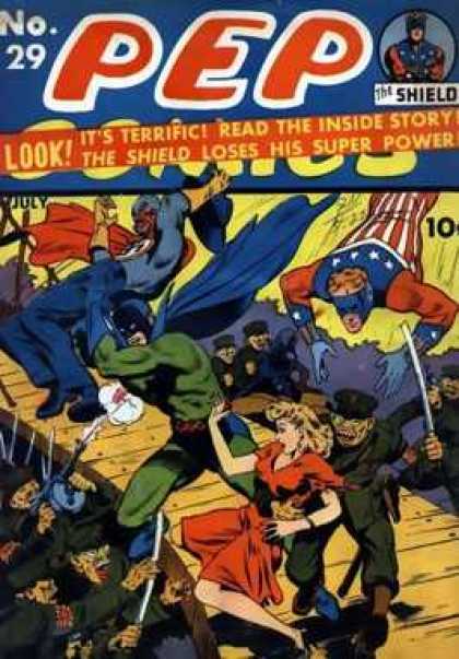 Pep Comics 29 - The Shield - Loses Super Power - Magic Shield - Superman - Pretty Lady