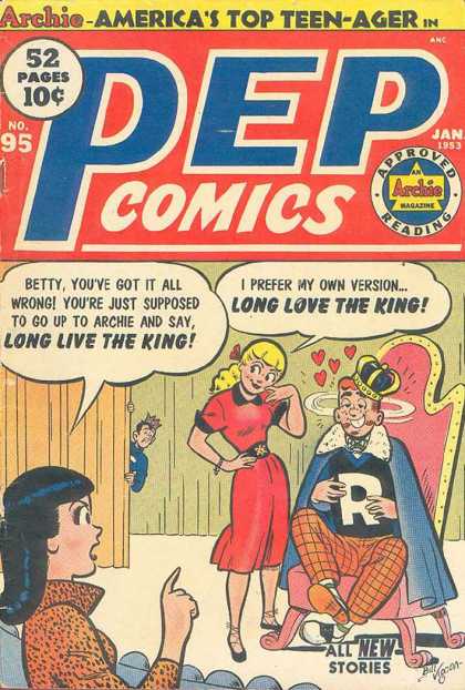 Pep Comics 95 - Puppy Love - Thrown - Stage Play - Royalty - Crown