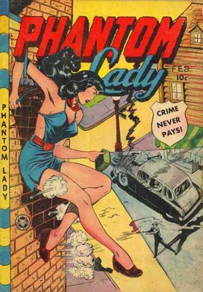 Phantom Lady 22 - Crime Never Pays - Tommy Gun - Gangster - Feb - Hanging From A Building - Matt Baker