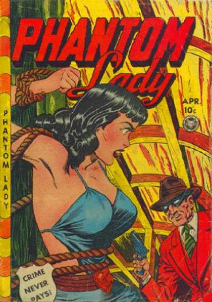 Phantom Lady 23 - Gun - Red Suit - Tied Up - Crime - Warehouse - Matt Baker