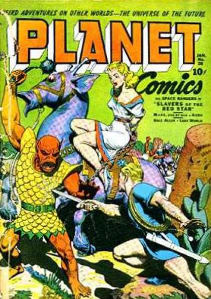 Planet Comics 28 - Fighting Man - Woman - Horse - Knifes - Fighting Zone