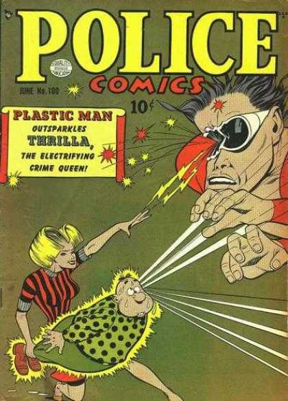 Police Comics 100 - Plastic Man - Thrilla - No 180 - Polka Dots - Stripes
