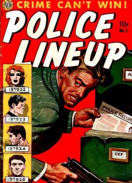 Police Line-Up 1 - Redhead - Crime Cant Win - 10 Cents - Woman - Police Record