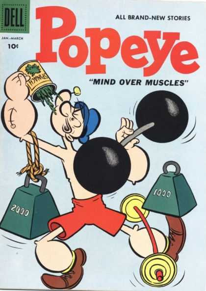 Popeye 43 - Dell - Stories - Mind - Muscles - Weight-lifting