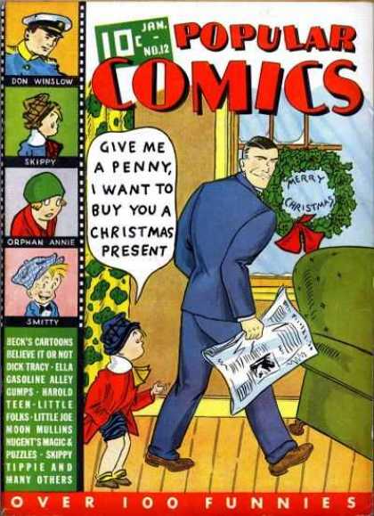 Popular Comics 12 - Wreath - Penny - Christmas - Present - Father