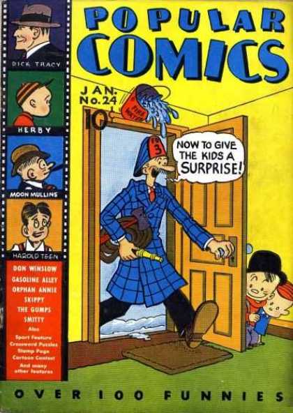 Popular Comics 24 - Dick Tracy - Herby - Moon Mullins - Now To Give The Kids A Surprise - Teen