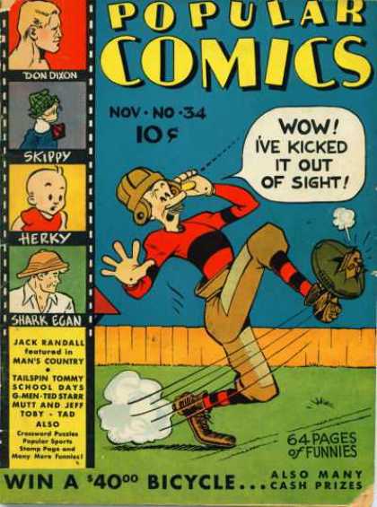 Popular Comics 34 - Football - Don Dixon - Skippy - Herky - Shark Egan
