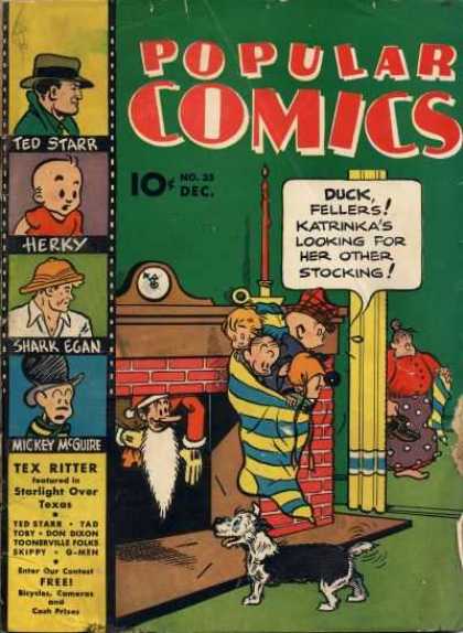 Popular Comics 35 - Santa - Ted Starr - Herky - Shark Egan - Mickey Mcguire