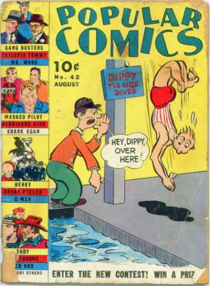 Popular Comics 42 - High Diver - Pool - Mask Pilot - Shark Egan - Gang Busters