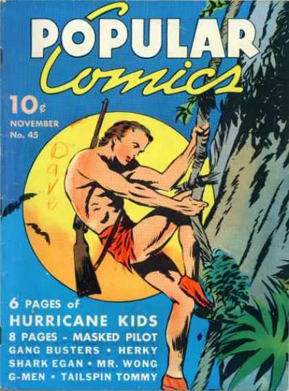 Popular Comics 45 - Rifle - Mountain Climbing - November - Red Loin Cloth - Gang Busters