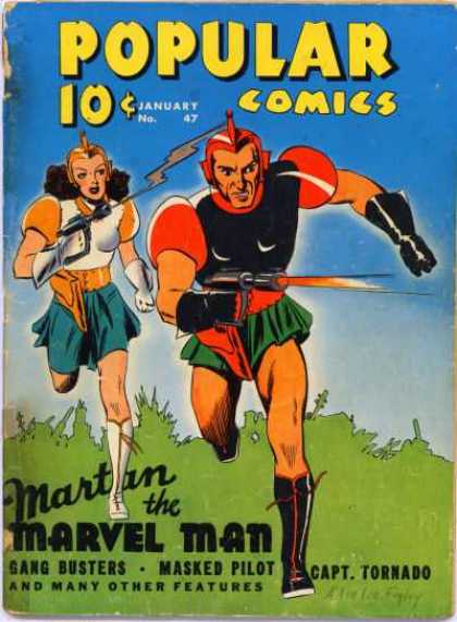 Popular Comics 47 - Martin The Marvel Man - Woman - January No 47 - Guns - Running
