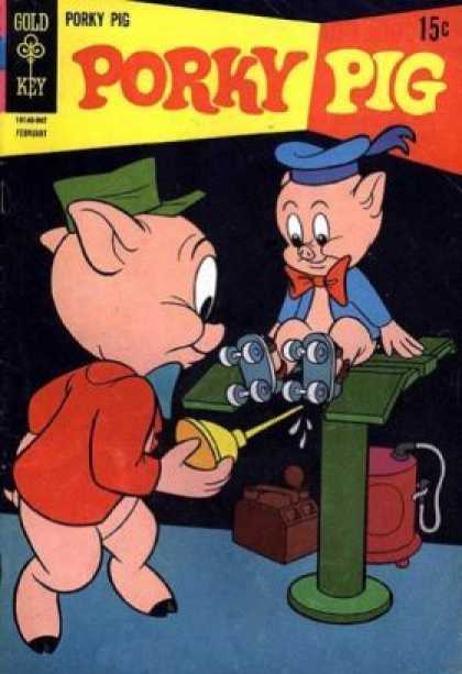 Porky Pig 22 - Oil - Bow Tie - Rollerskates - Canister - Father And Son