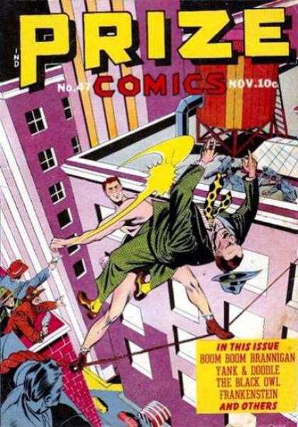 Prize Comics 47 - Buildings - Men - Firefighters - High Wire - Falling