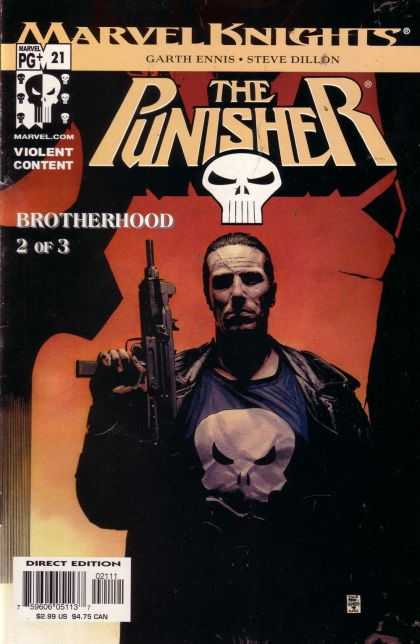 Punisher (2000) 21 - Marvel Knights - Skull Symbol - Machine Gun - Brotherhood - Violent Content