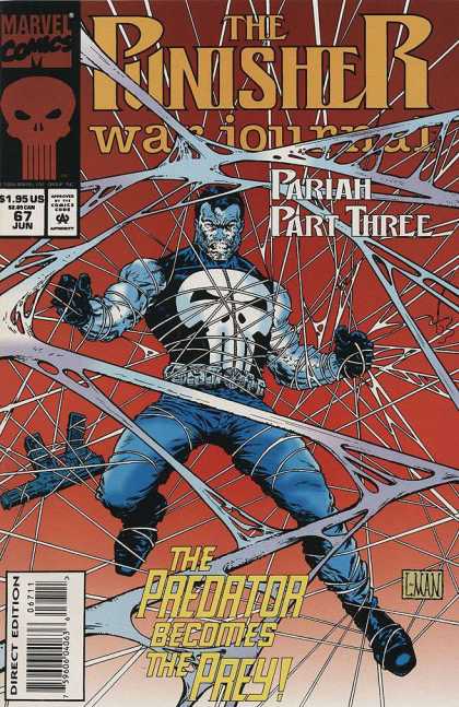 Punisher War Journal 67 - Marvel Comics - Preditor Becomes Prey - Spider Webs - Red - Gun