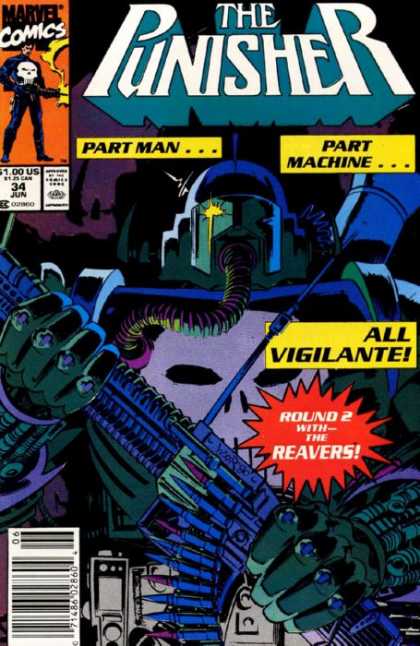 Punisher 34 - Round 2 With The Reavers - Part Man - Part Machine - All Vigilante - Machine Gun - Bill Reinhold, Tim Bradstreet