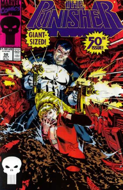 Punisher 50 - Giant Sized - 50th Issue - Blazing Guns - Blonde - Red - Michael Golden