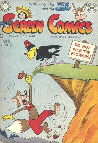 Real Screen Comics 22 - Fox - Crow - Screen Comics - Do Not Pick The Flowers - Dc Publication