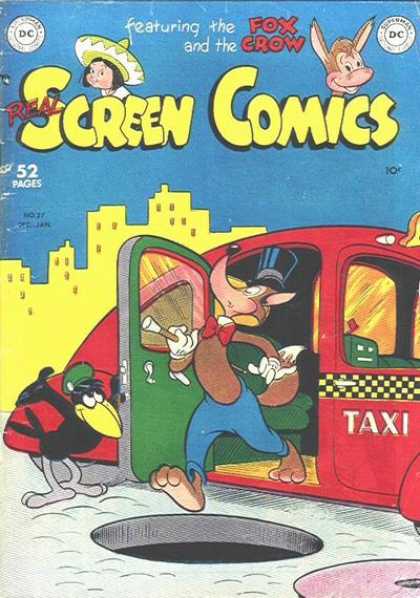 Real Screen Comics 27 - Manhole - Fox - Crow - Taxi - City