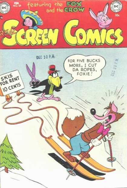 Real Screen Comics 59 - Rope - Skiing - Snow - Mountain - Scissors