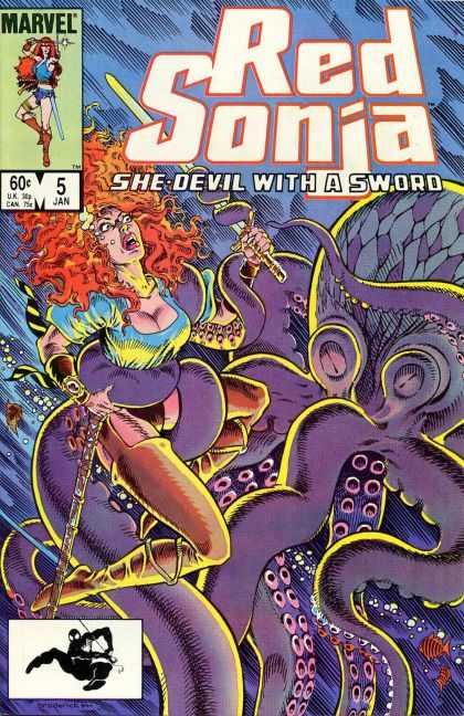 Red Sonja (1983) 5 - She Devil With A Sword - Marvel - Sword In Hand - She Is Caught By Devil - Jan
