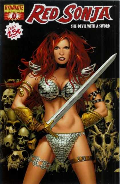 Red Sonja (2005) 0 - Scantly Dressed Woman - Skulls - Angel Like Top - Sword - Troublesome - Alex Ross
