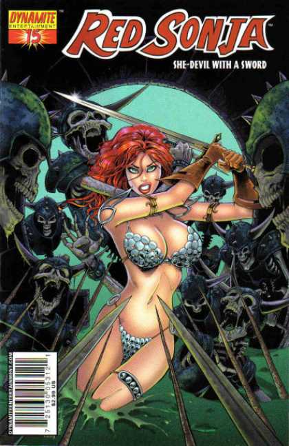 Red Sonja (2005) 15 - She-devil - Sword - Red Head - Female - Skeletons - Steve McNiven