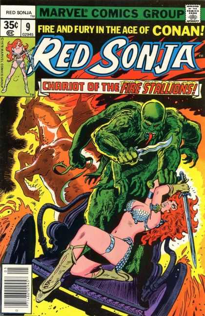 Red Sonja 9 - Marvel - Marvel Comics - Fire Stallions - Fight - Monster - Frank Thorne