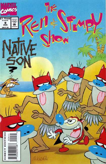 Ren & Stimpy Show 9 - Marvel Comics - Approved By The Comics Code - Native Son - Sun - Direct Edition