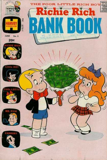 Richie Rich Bank Books 5 - Dollar Bills - Boy - Girl - Bouquet - Man