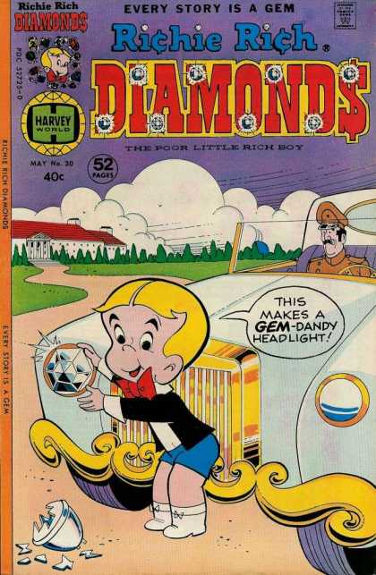 Richie Rich Diamonds 30 - Comics Code - Harvey World - Little Boy - Car - House