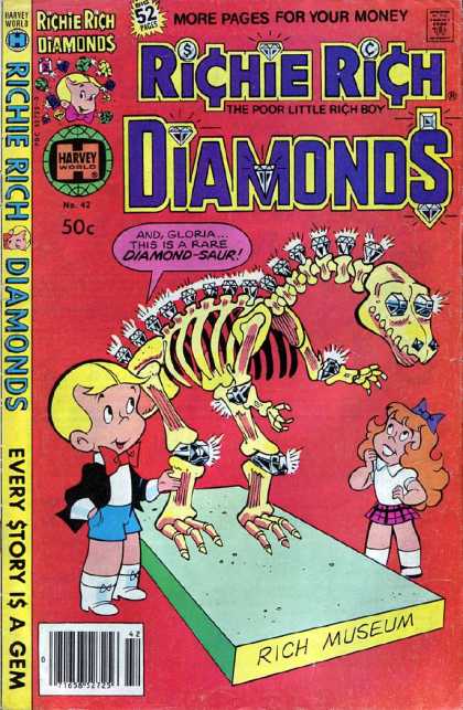 Richie Rich Diamonds 42 - Rich Museum - Dinosaur - Diamond-saur - Gloria - Poor Little Rich Boy